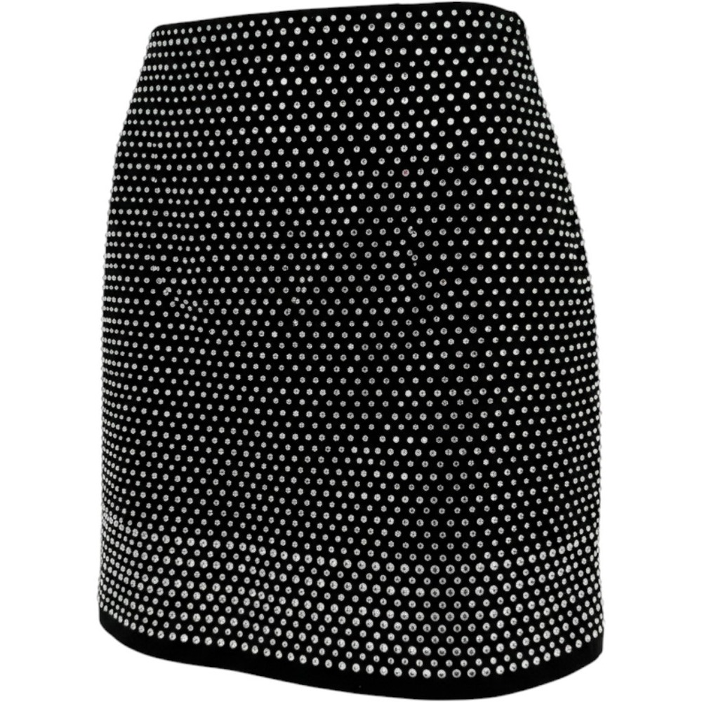 French Connection Studded Mini Skirt Women 6 Black Bodycon Clubwear Biker Rocker
